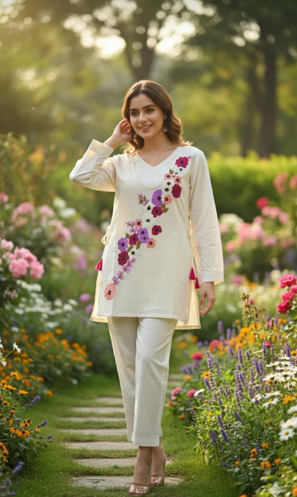Ivory Bloom Jute Co-Ord Set
