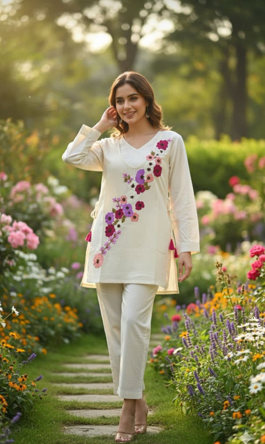 Ivory Bloom Jute Co-Ord Set