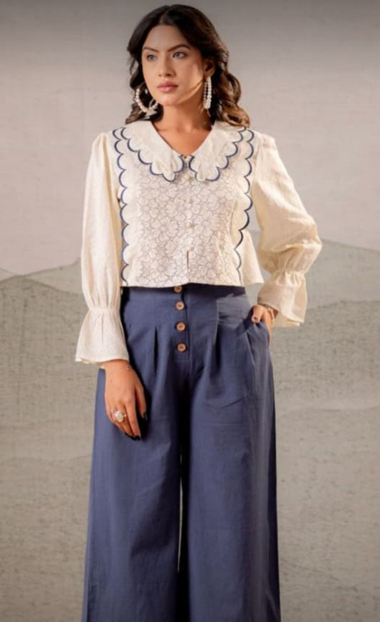 Scalloped Lace & Linen Co-ord Set