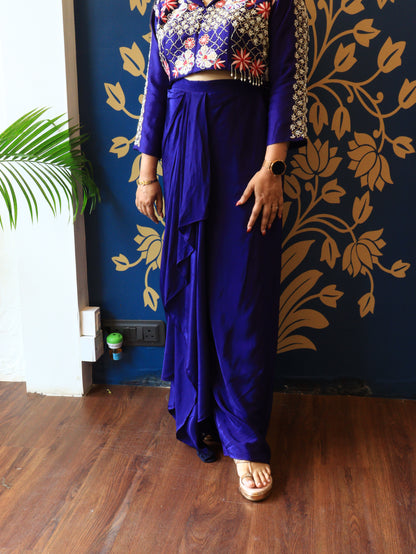 Embroidered Drape Skirt Set