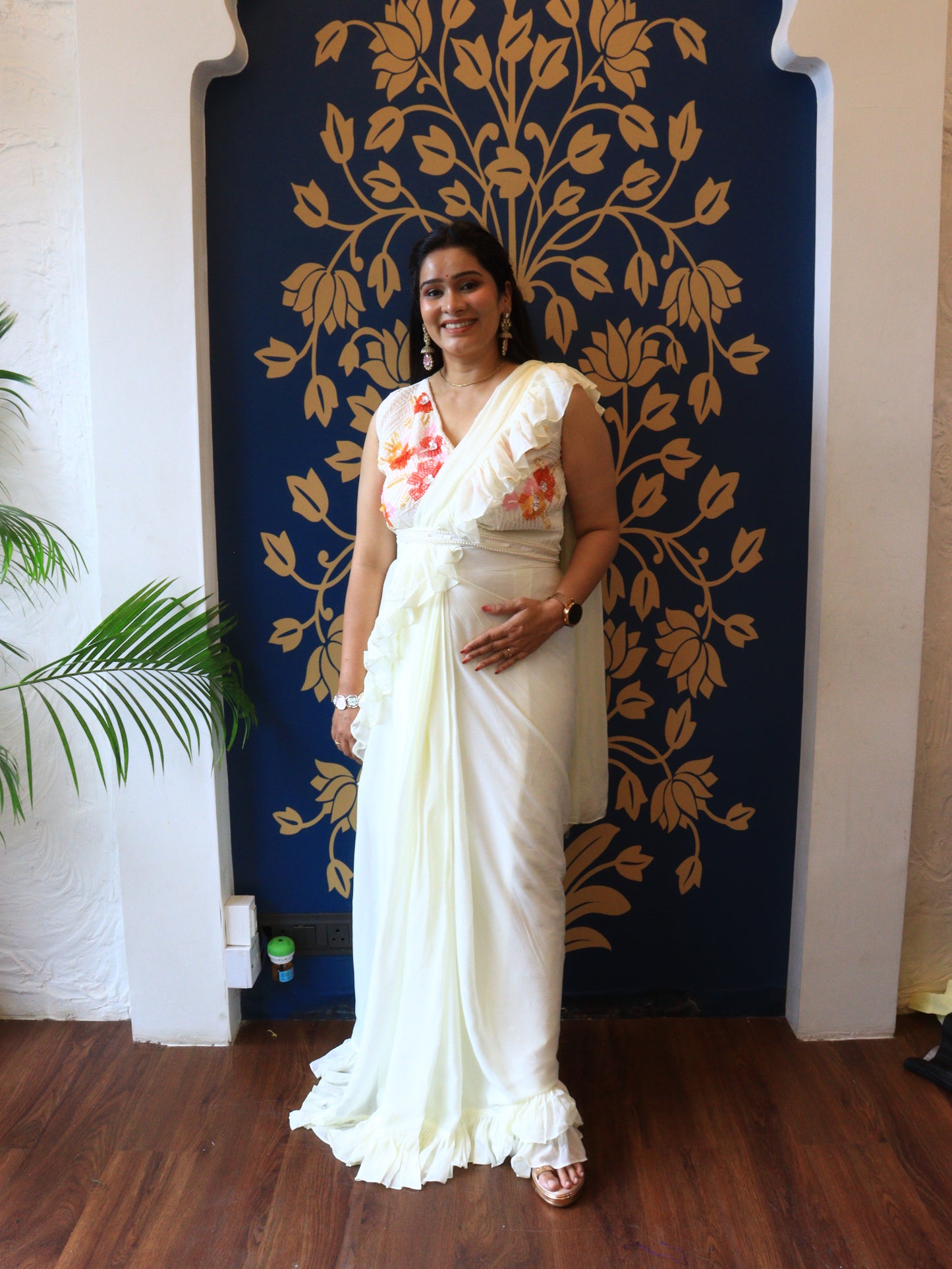 Ruffle Pre-Draped Saree Set