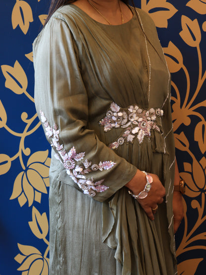 Olive Green Drape Gown