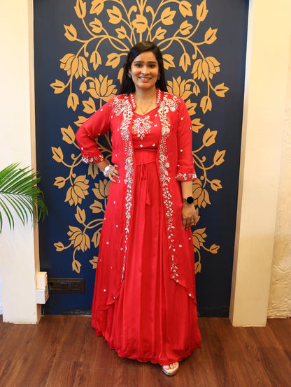 Rani Pink Embroidered 3 pcs Set