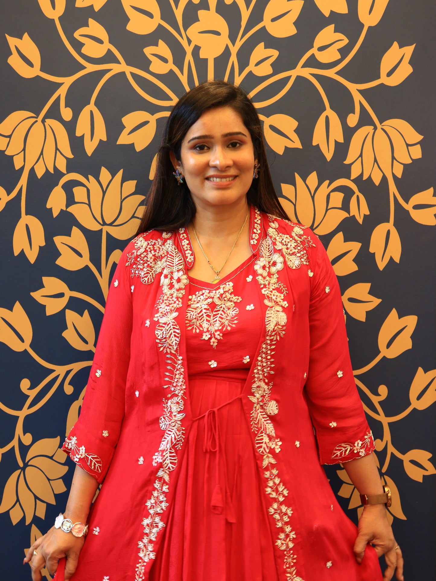 Rani Pink Embroidered 3 pcs Set