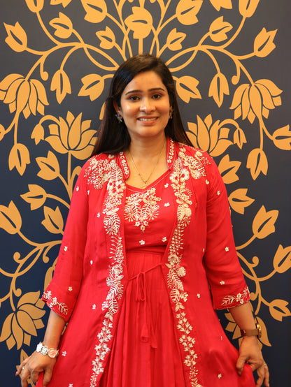 Rani Pink Embroidered 3 pcs Set