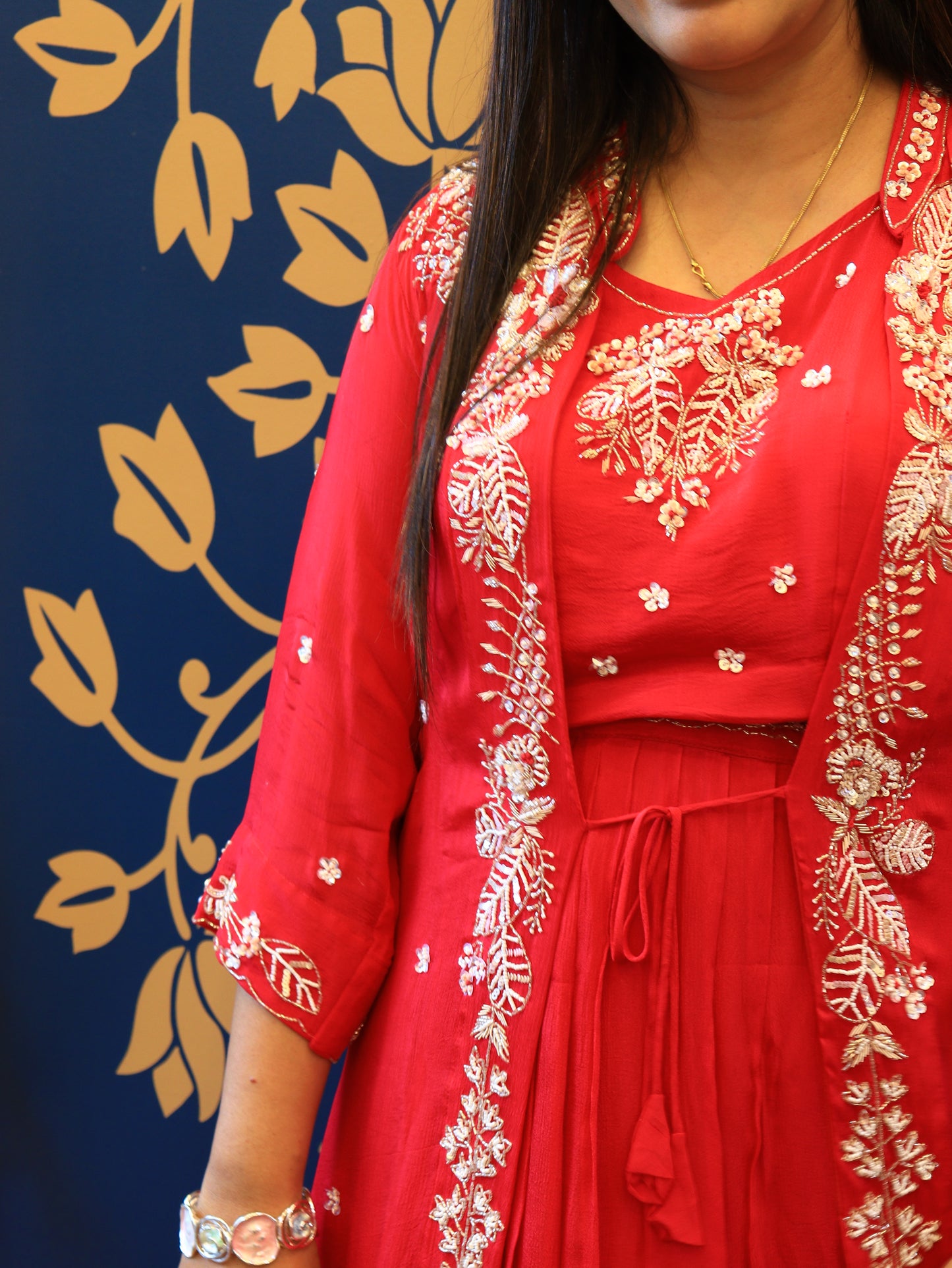 Rani Pink Embroidered 3 pcs Set