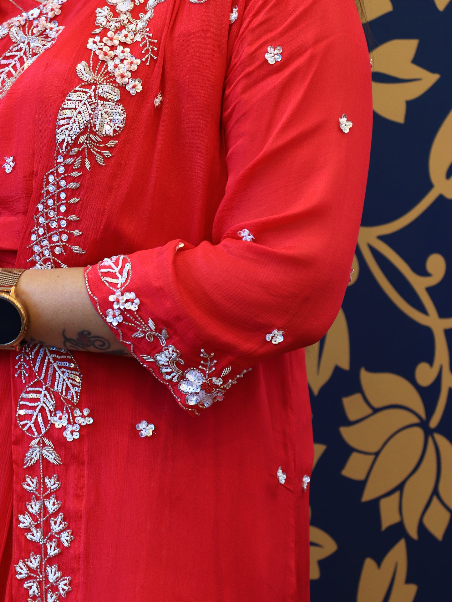 Rani Pink Embroidered 3 pcs Set