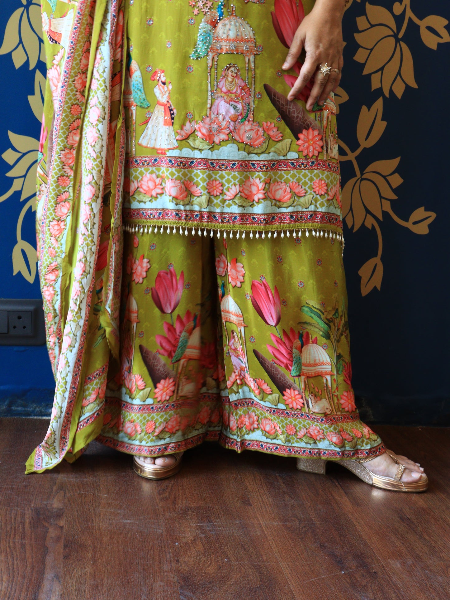 Royal Peacock Garden 3-Piece Printed Suit Set