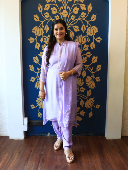 Lavender Shine Straight-Fit Kurta Set