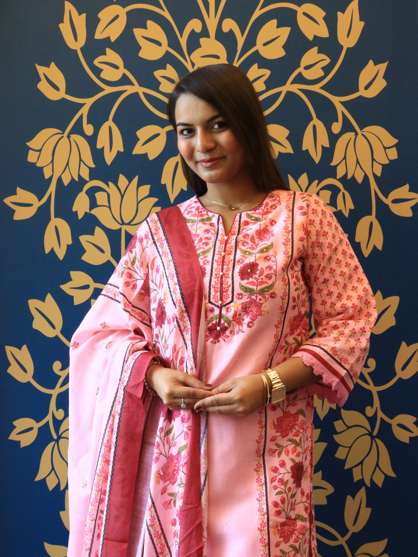 Floral Printed Cotton Suit Set