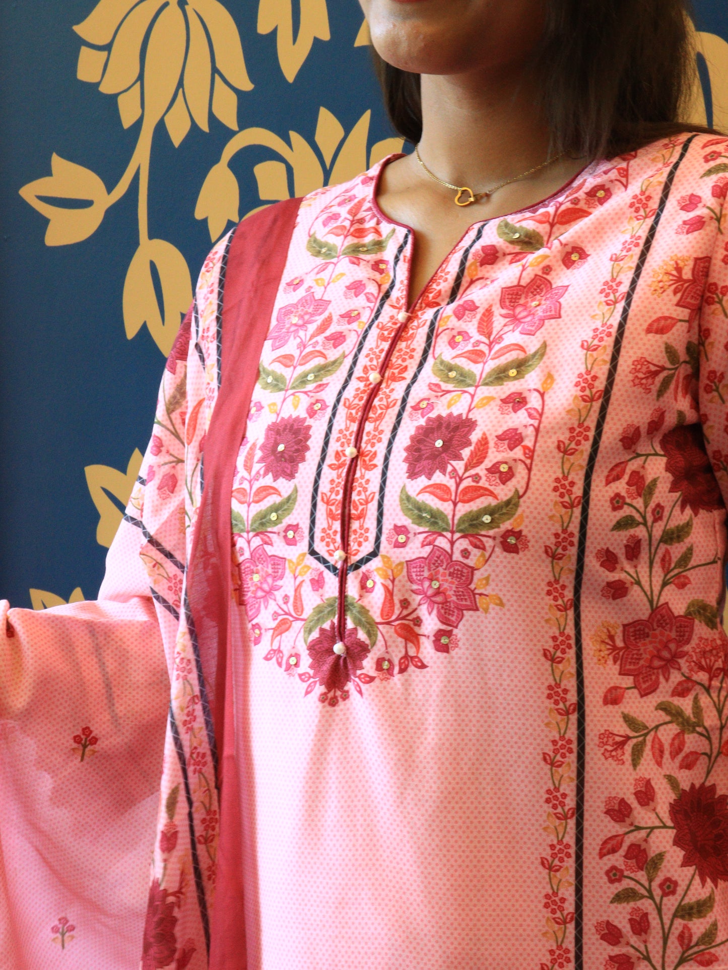 Floral Printed Cotton Suit Set