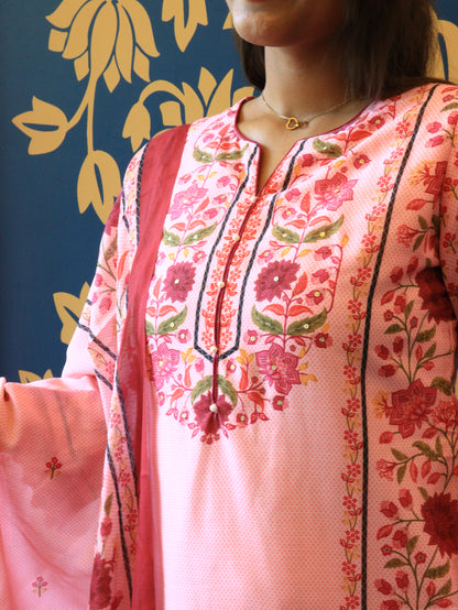 Floral Printed Cotton Suit Set