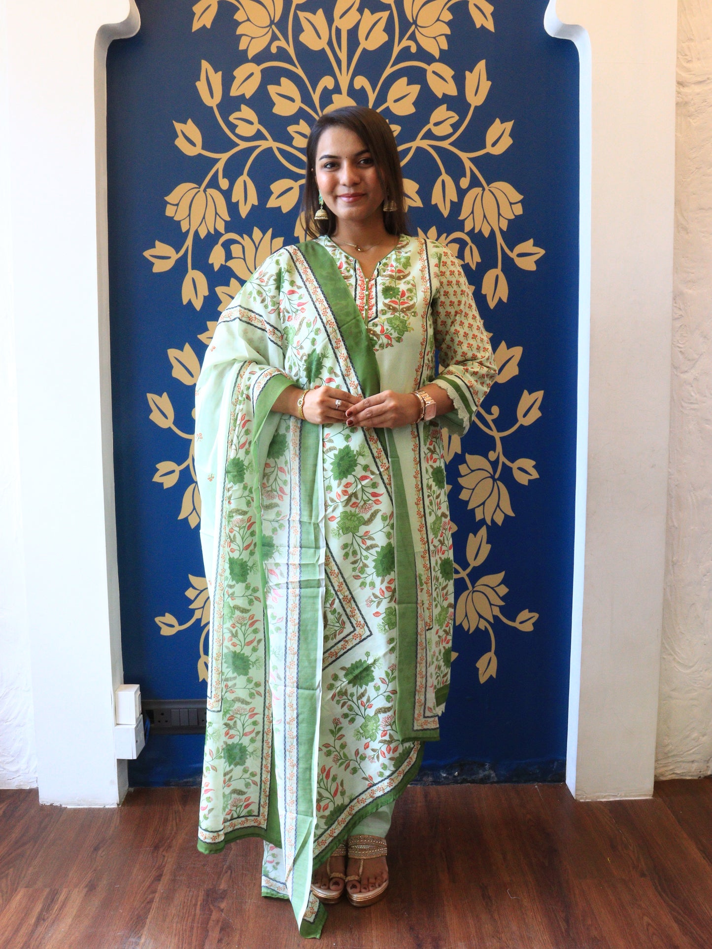 Floral Printed Cotton Suit Set