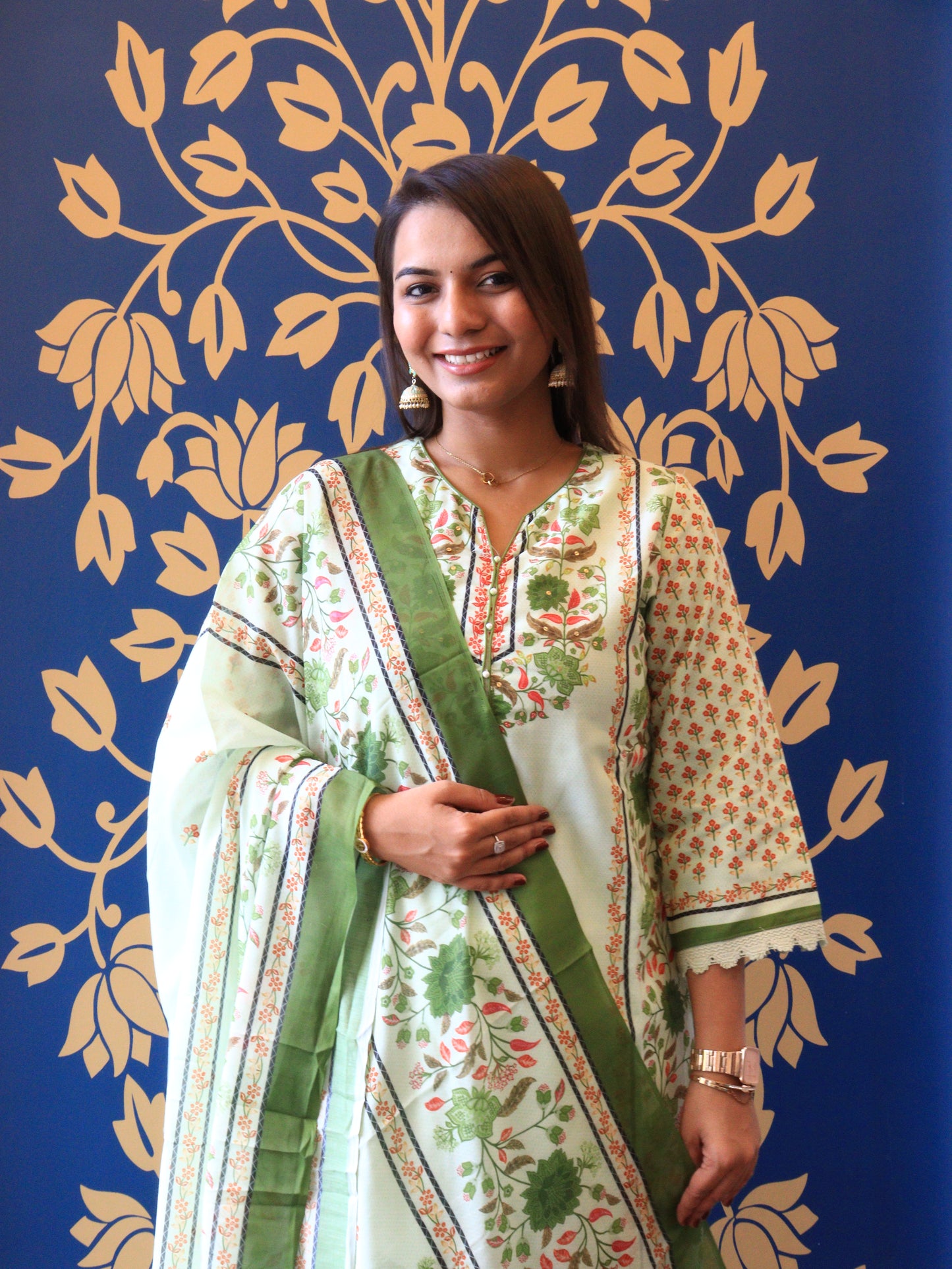 Floral Printed Cotton Suit Set