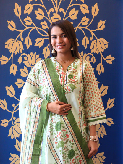 Floral Printed Cotton Suit Set