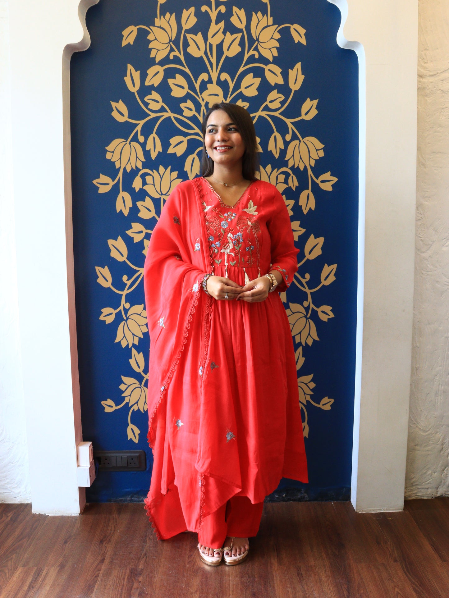 The Coral Paradise Embroidered Suit Set