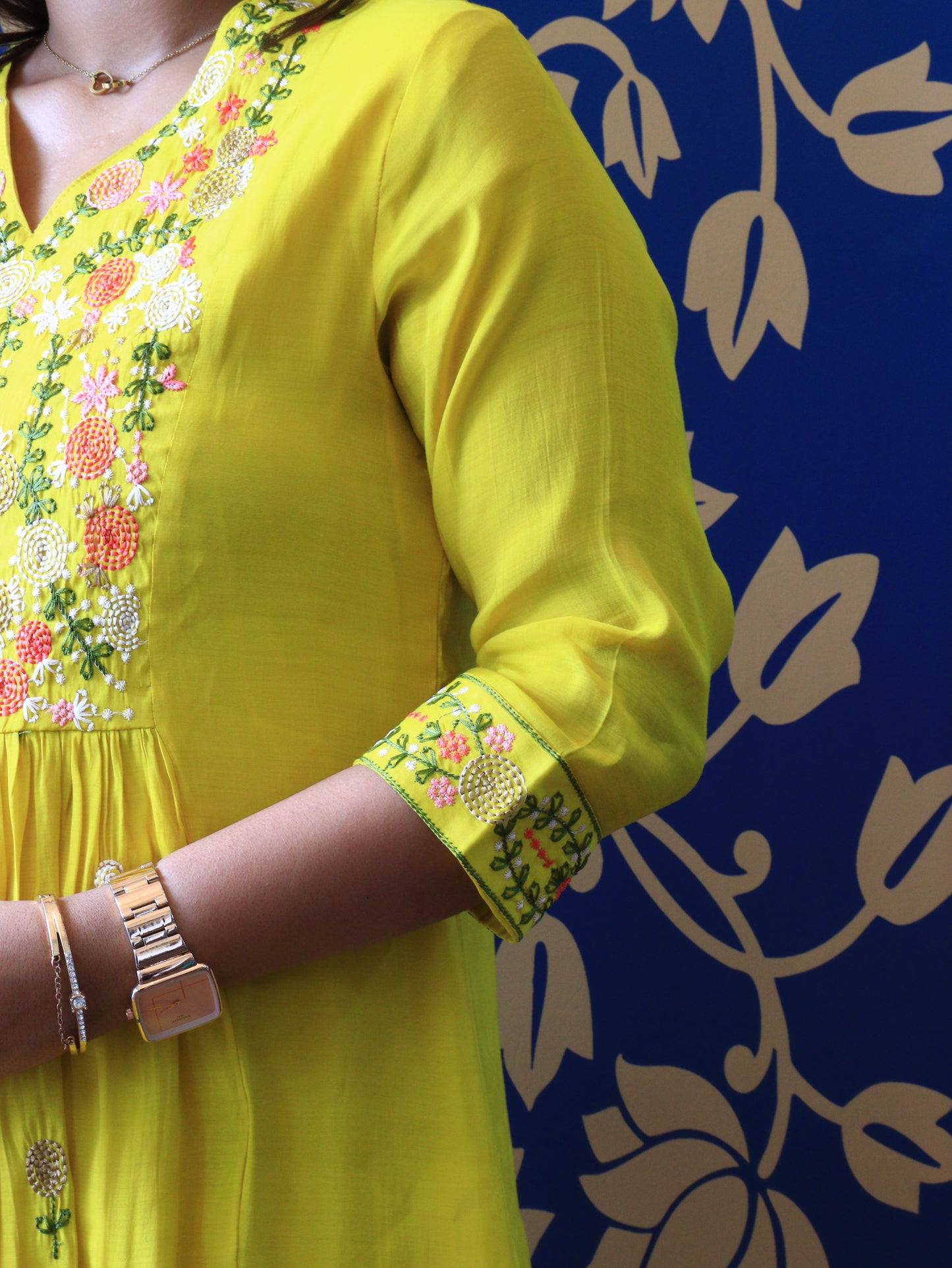 Floral Threadwork Kurta Set