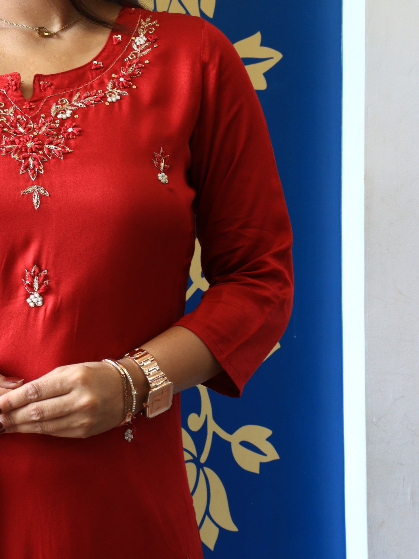 Embroidered Silk Straight Suit Set with Digital Print Dupatta