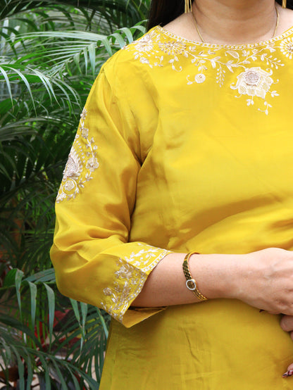 Sunlit Bloom Embroidered Kurta Set with Dupatta