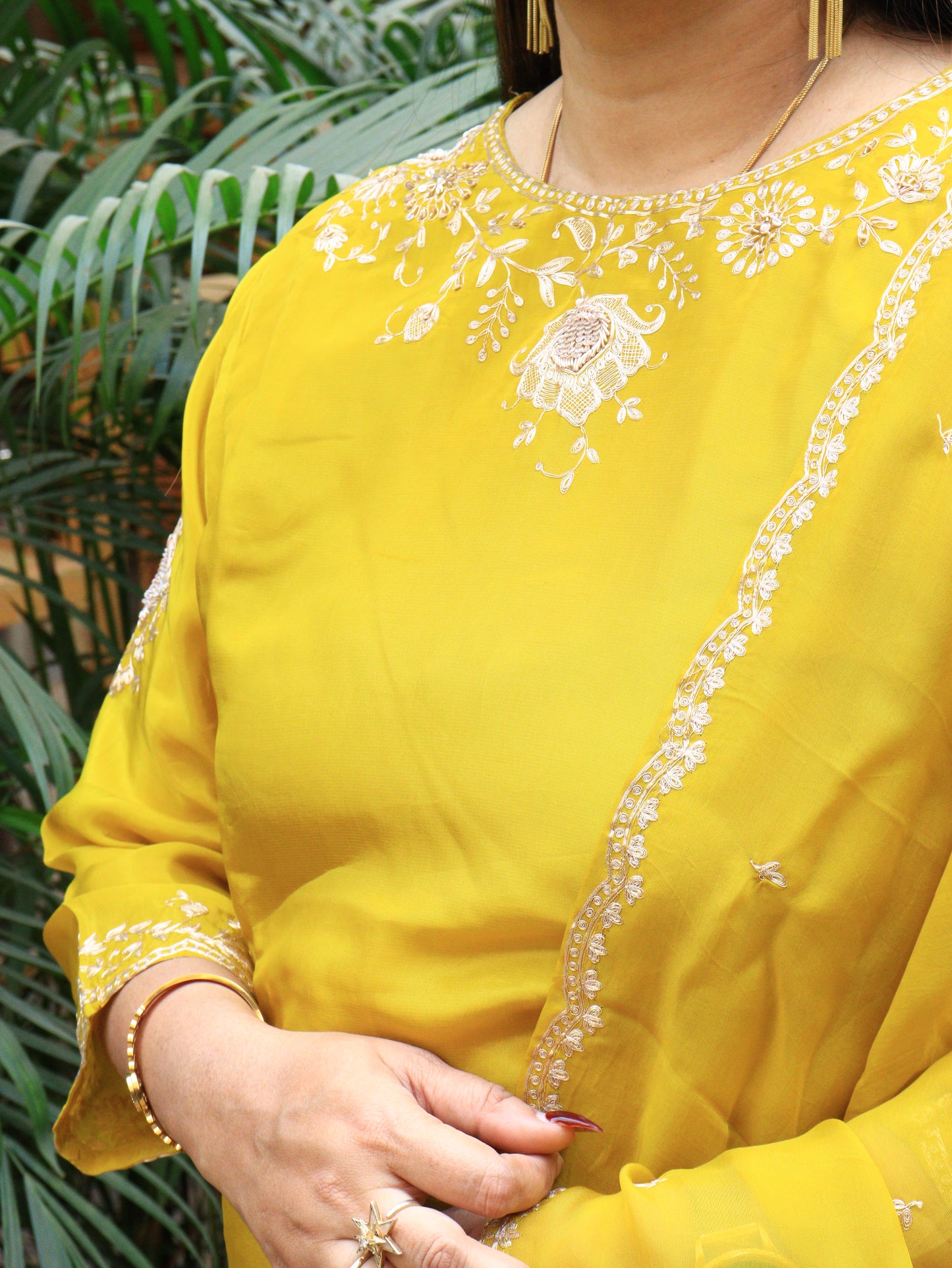 Sunlit Bloom Embroidered Kurta Set with Dupatta