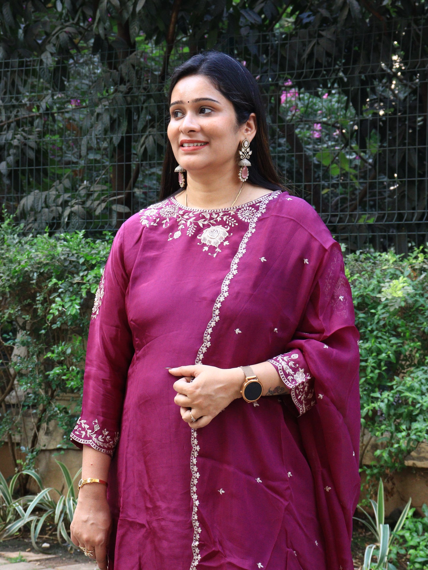 Sunlit Bloom Embroidered Kurta Set with Dupatta