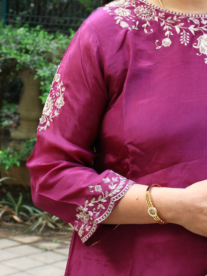 Sunlit Bloom Embroidered Kurta Set with Dupatta