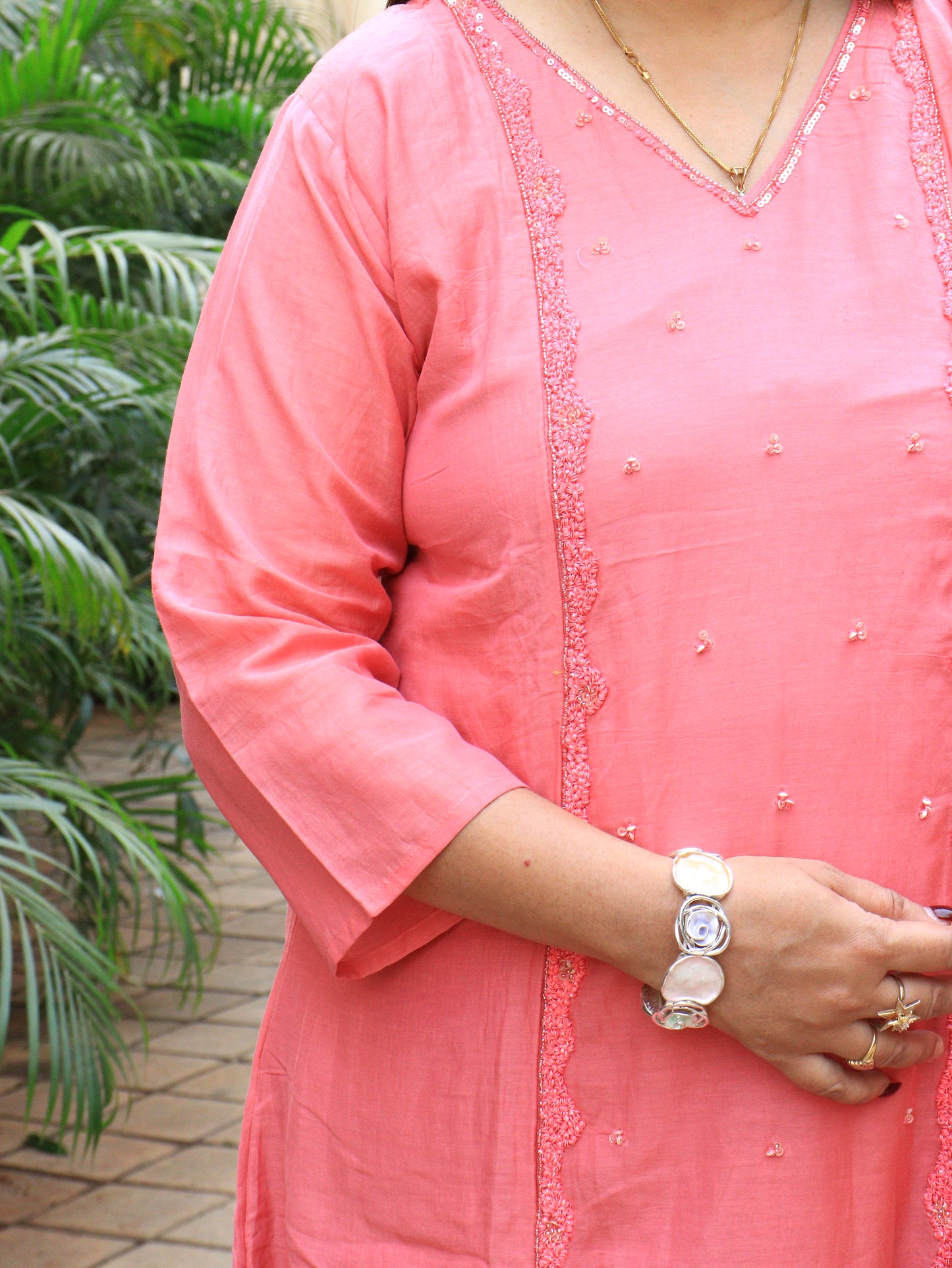 Lavender & Peach Ombre Chanderi Kurta Set with Dupatta