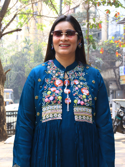 Hand-Embroidered Floral Yoke Kurta Set