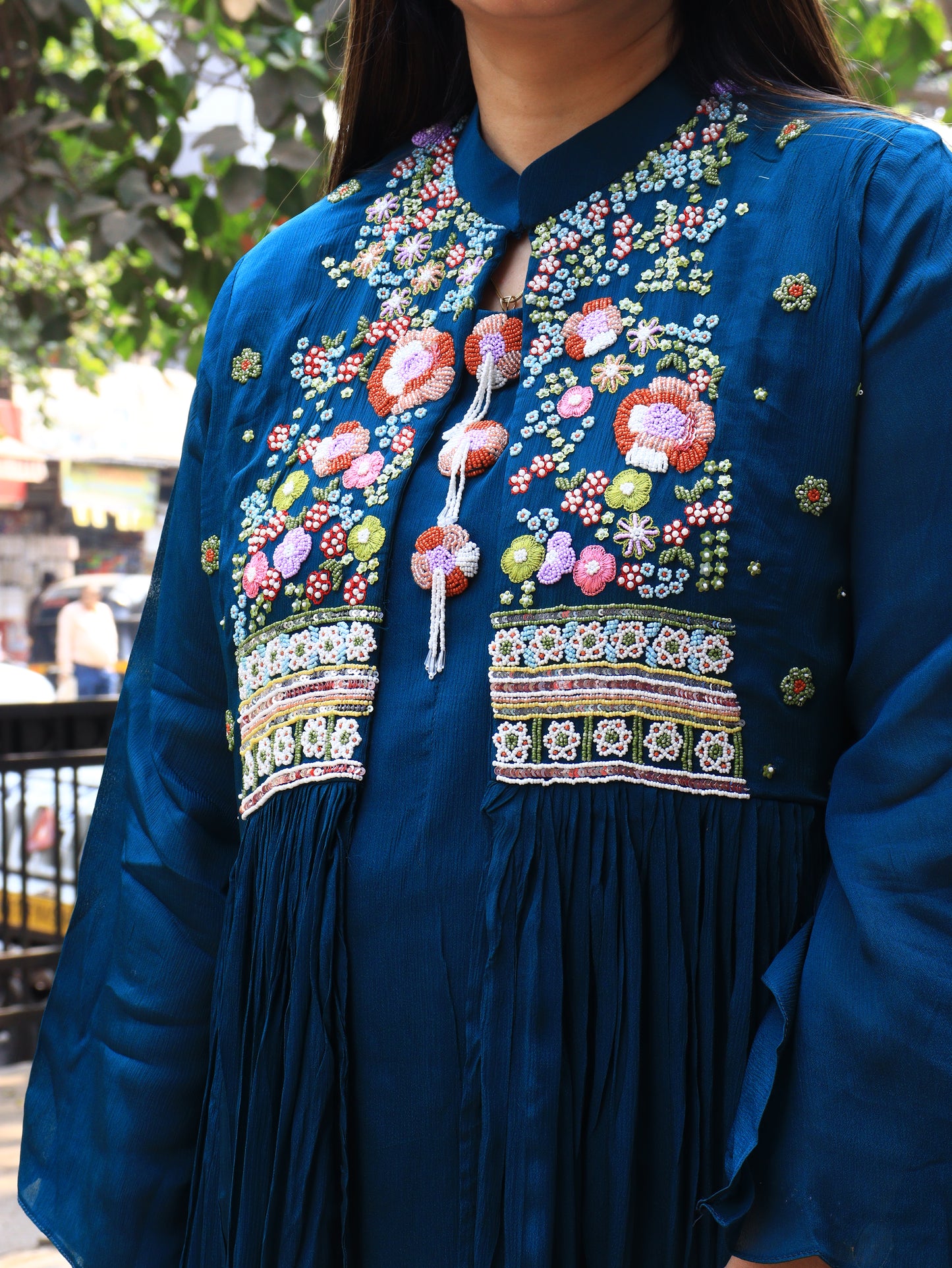 Hand-Embroidered Floral Yoke Kurta Set
