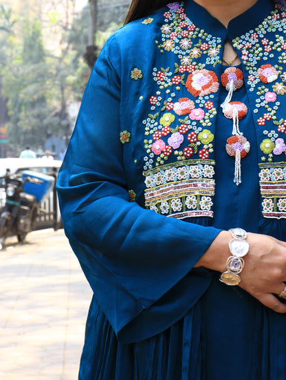 Hand-Embroidered Floral Yoke Kurta Set