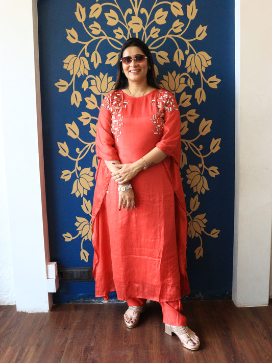 Hand-Embellished Kaftan Kurta Set