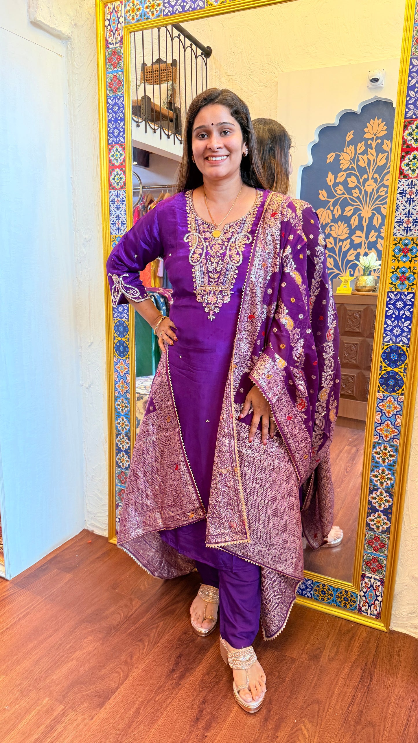 Festive Glam Handcrafted Crape Suit Set