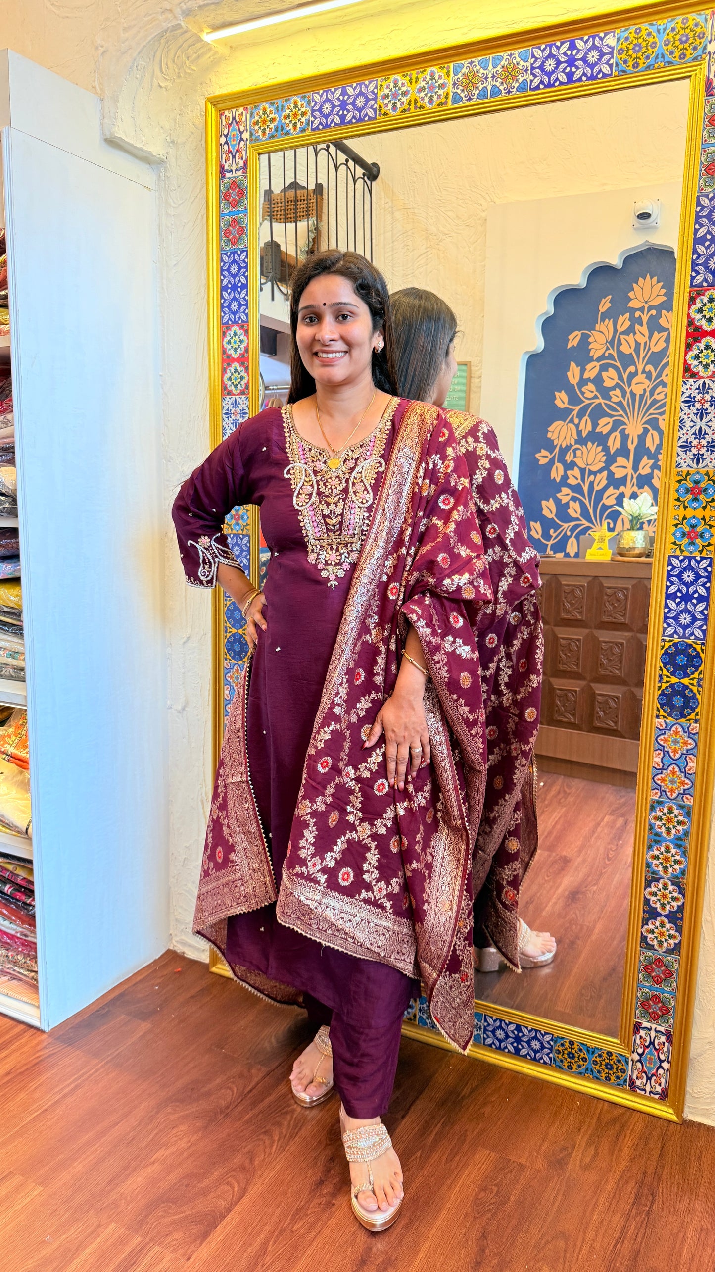 Festive Glam Handcrafted Silk Suit Set