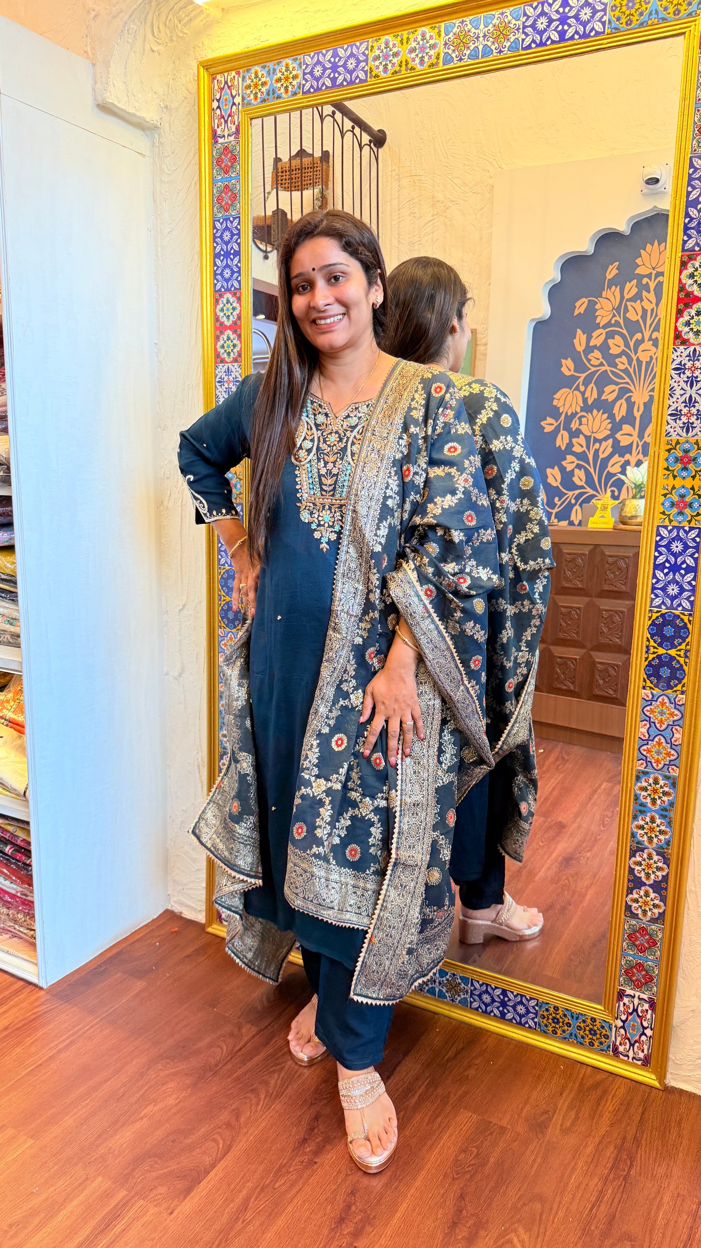 Festive Glam Handcrafted Silk Suit Set