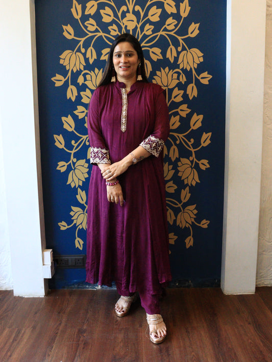 Zari-Work Silk Anarkali Set