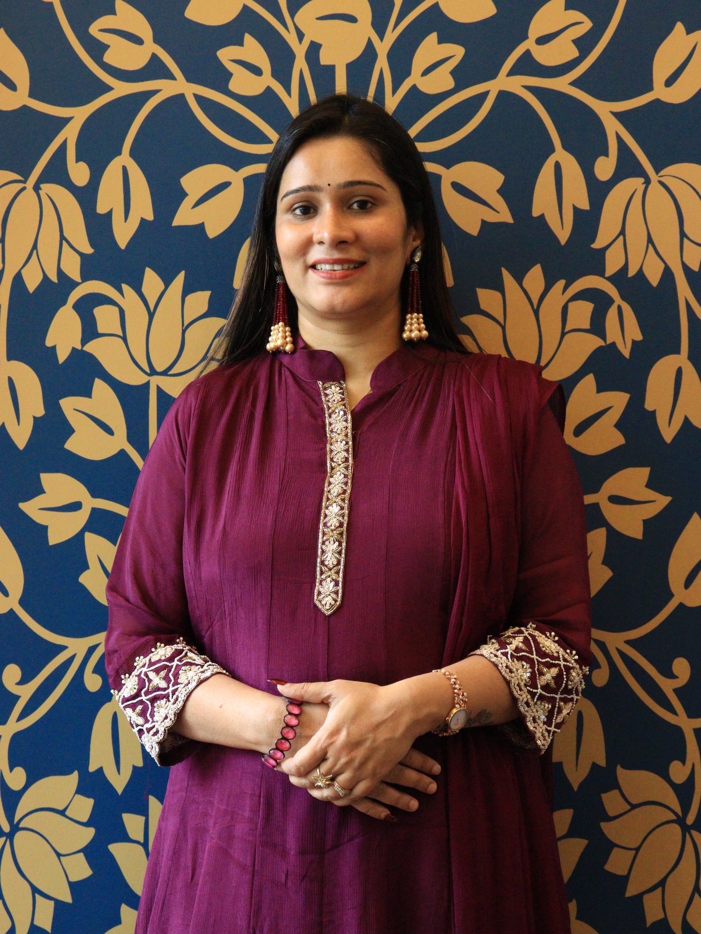 Zari-Work Silk Anarkali Set
