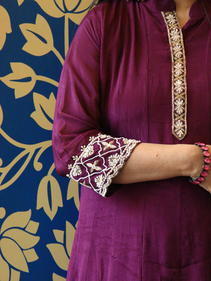 Zari-Work Silk Anarkali Set