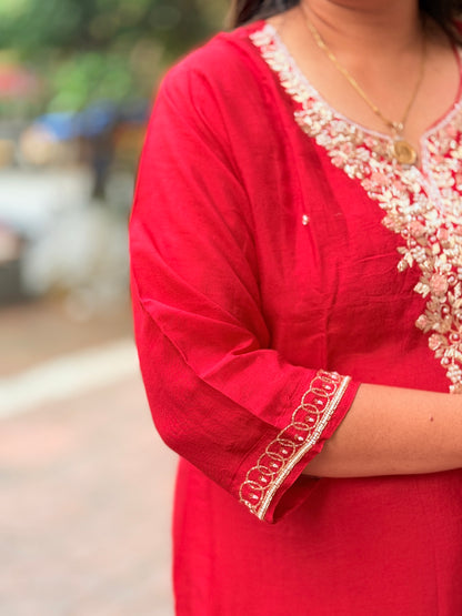 Scarlet Handcrafted Embroidered Suit Set