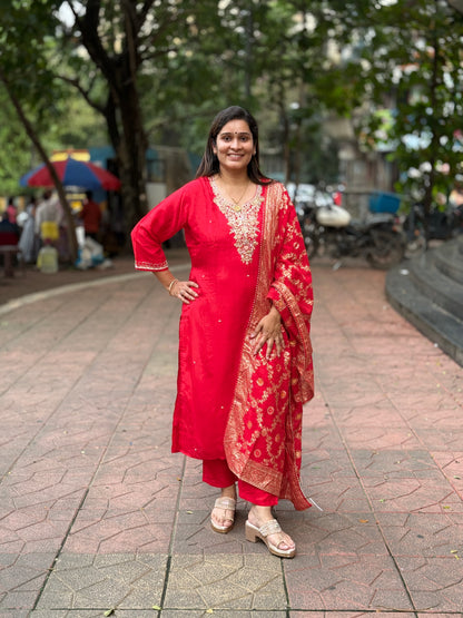 Scarlet Handcrafted Embroidered Suit Set