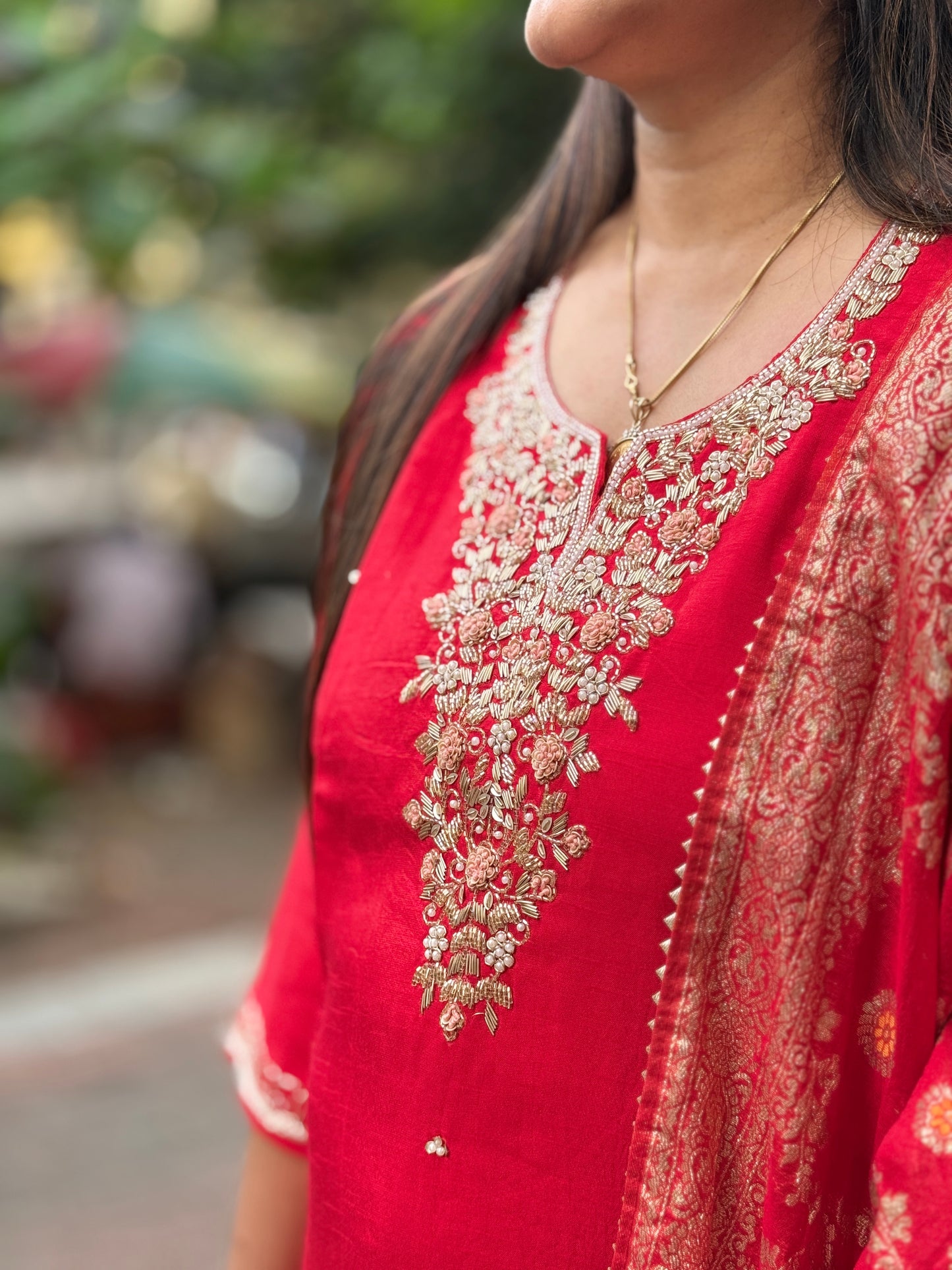 Scarlet Handcrafted Embroidered Suit Set