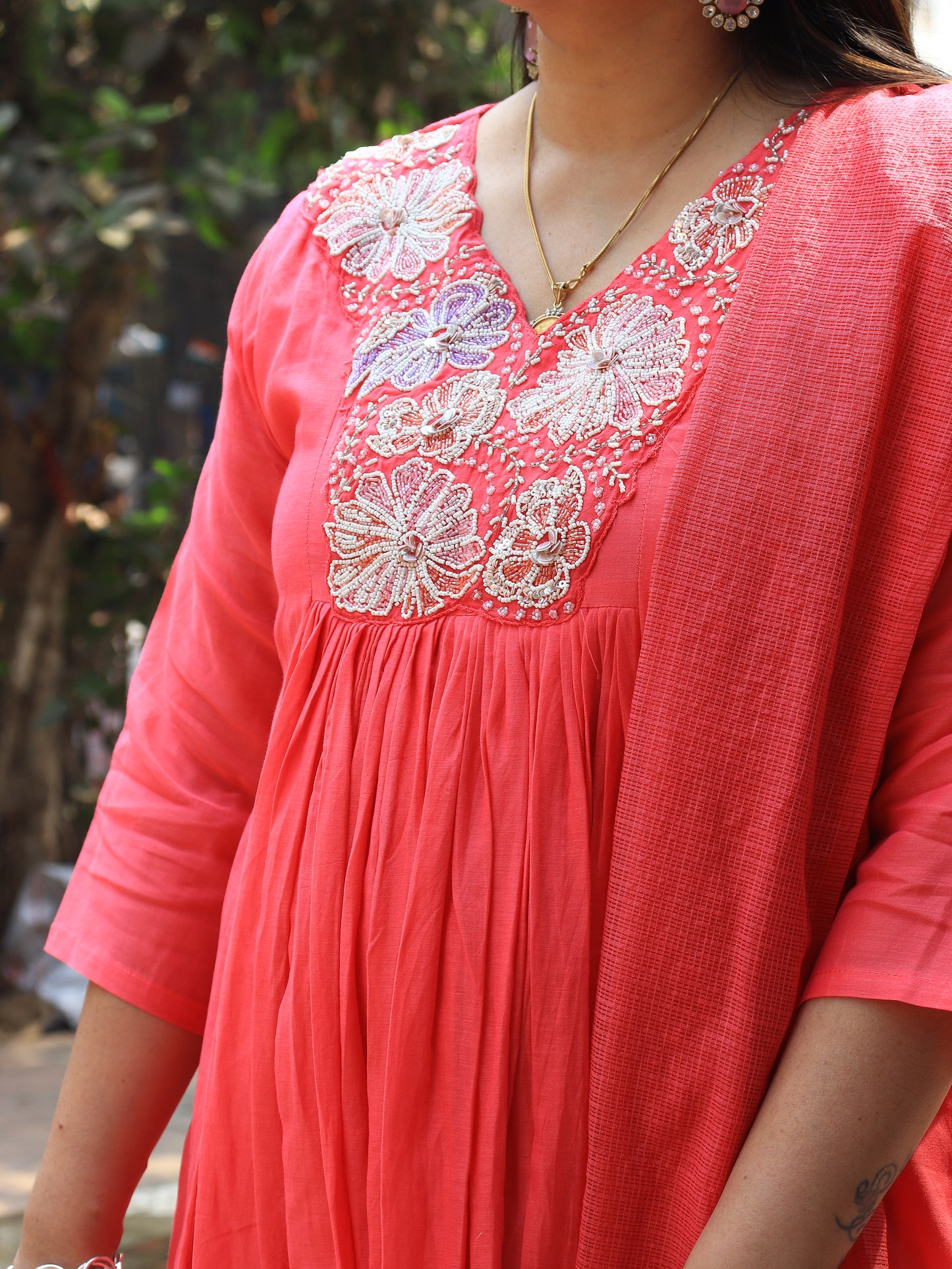 Blossom Grace Anarkali Suit Set – Lavender Pink