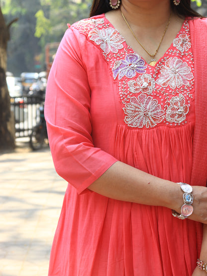 Blossom Grace Anarkali Suit Set – Lavender Pink