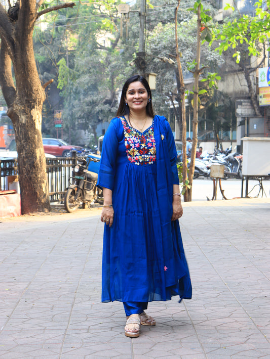 Vibrant Flora Hand-Embroidered Anarkali Set