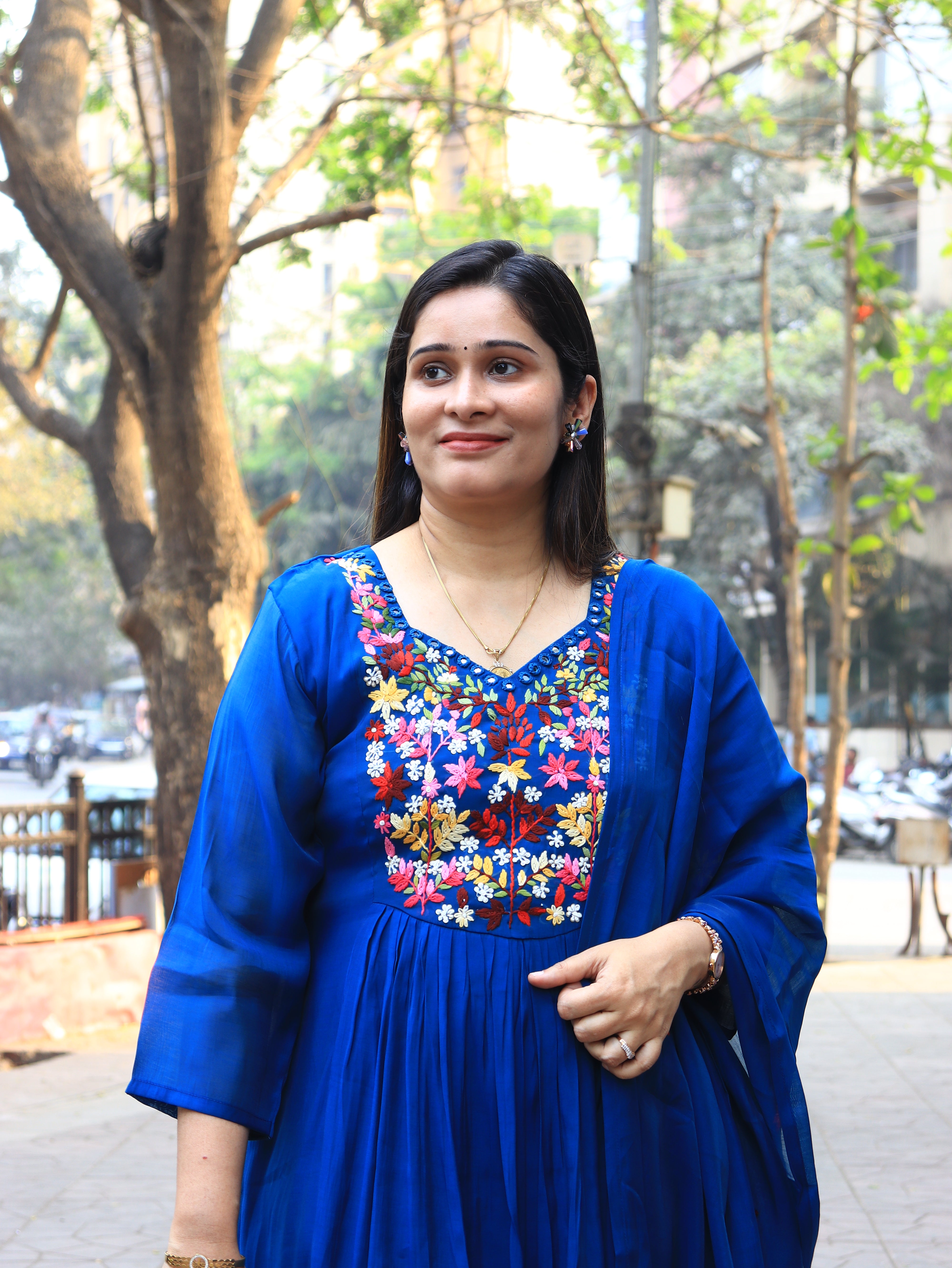 Vibrant Flora Hand-Embroidered Anarkali Set