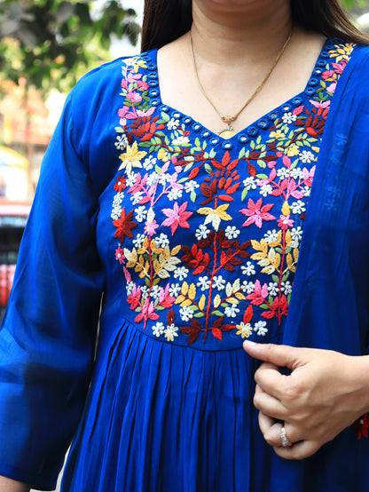 Vibrant Flora Hand-Embroidered Anarkali Set