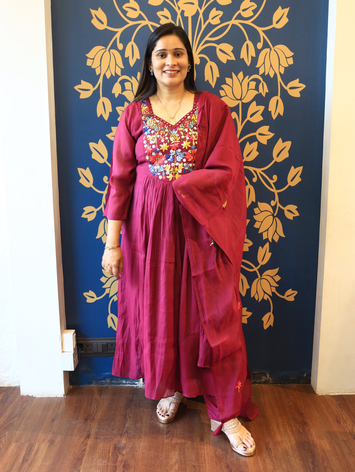 Vibrant Flora Hand-Embroidered Anarkali Set