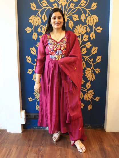 Vibrant Flora Hand-Embroidered Anarkali Set