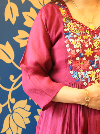 Vibrant Flora Hand-Embroidered Anarkali Set