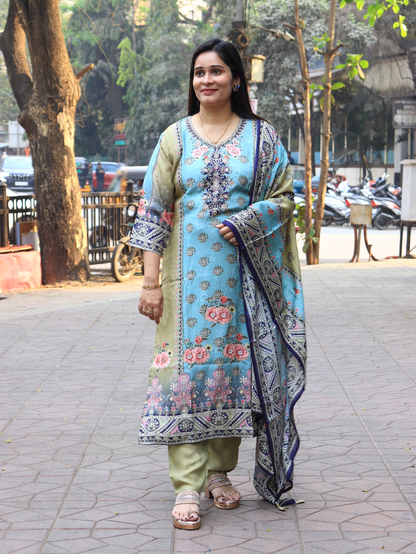 Pastel Floral Luxe Printed Suit Set