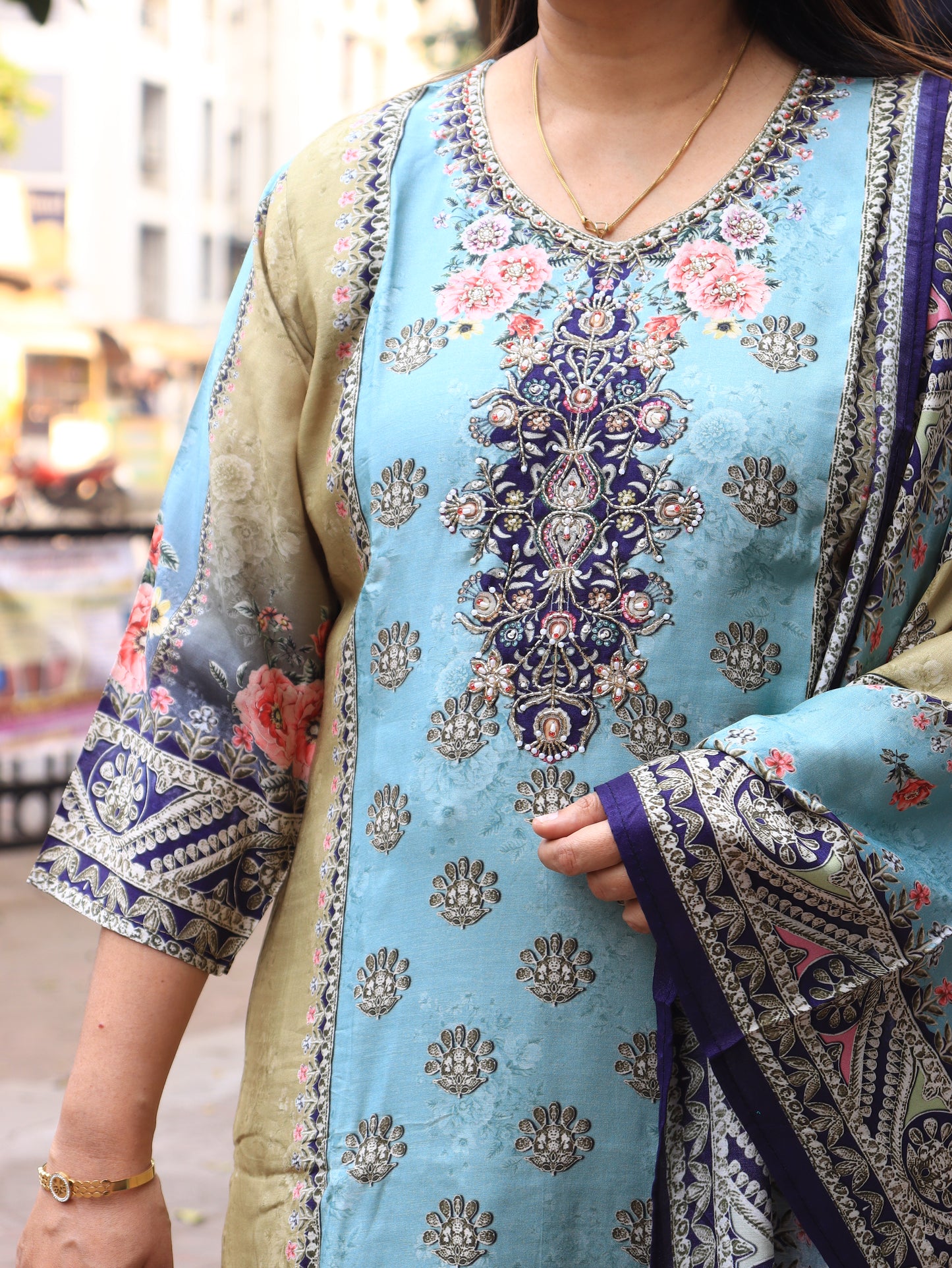 Pastel Floral Luxe Printed Suit Set